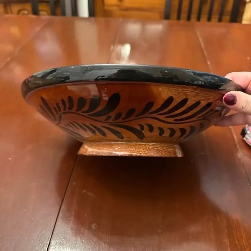 Hand Painted Wood Decorative Bowl